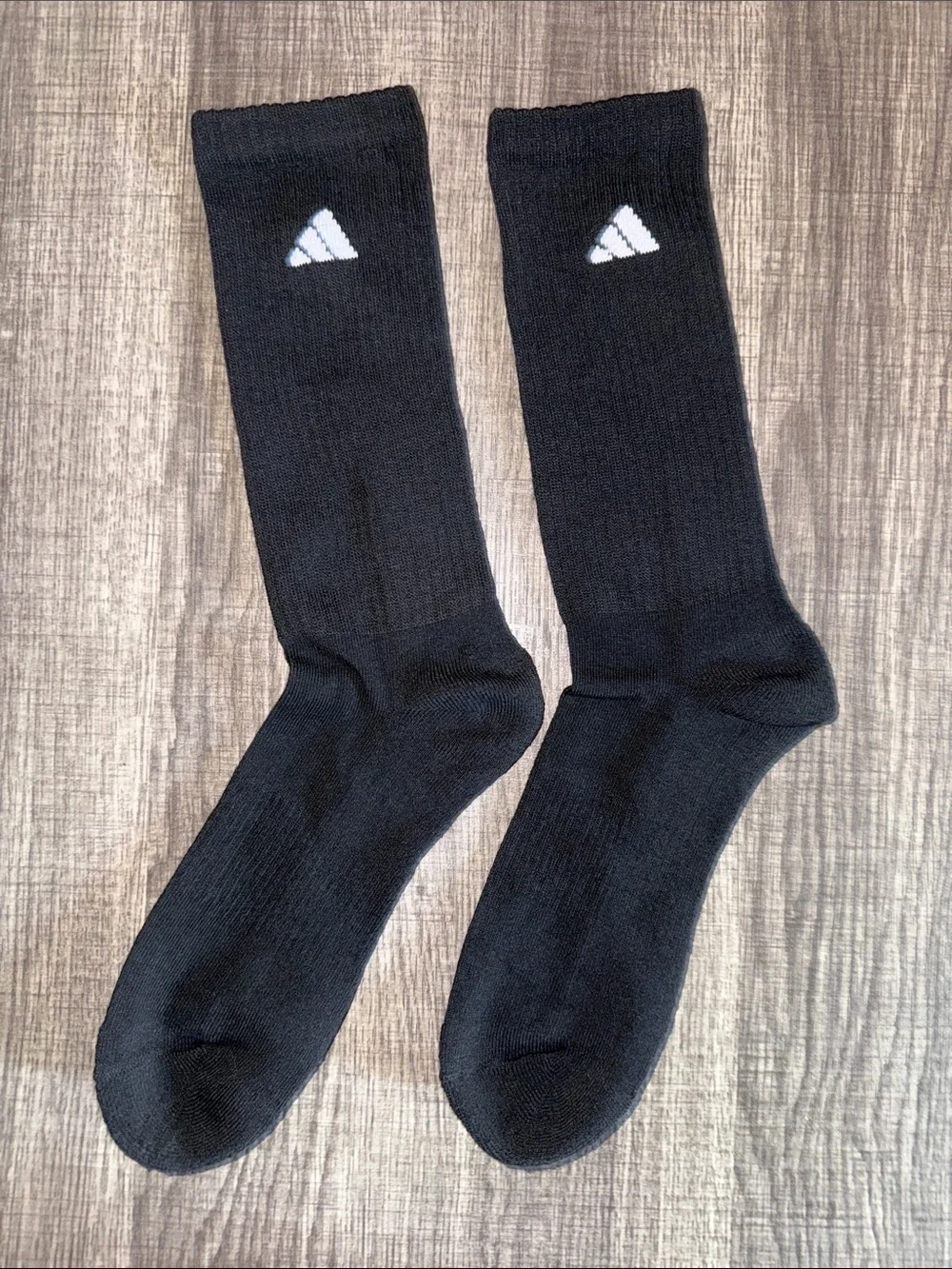 Adidas Men’s Black Crew Athletic Socks - White Logo